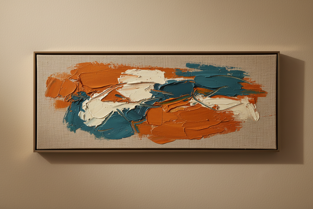 Abstract canvas in orange and teal